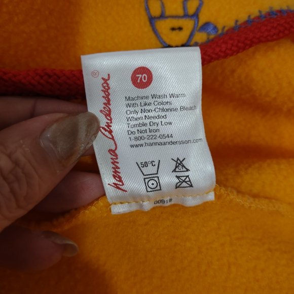 HANNA ANDERSSON Child Unisex Orange Fleece Zip Up Hooded Jacket Size 6-12 Months - Picture 11 of 13